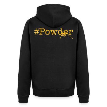 powder x - Unisex Premium Organic Zip Hoodie - black - Back - Nico (187cm)