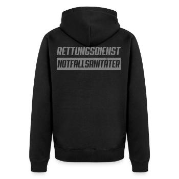 Notfallsanitäter Rettungsdienst - Unisex Premium Bio Zip Hoodie - Schwarz - Hinten - Nico (187cm)