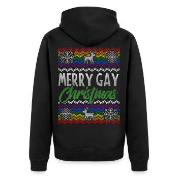Gay Pride laid de Noël chandail cadeau de Noël - Veste à capuche bio Premium Unisexe - noir - Dos - Nico (187cm)
