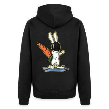 J'adore escrime lapin cadeau de carotte de Pâques - Veste à capuche bio Premium Unisexe - noir - Dos - Nico (187cm)