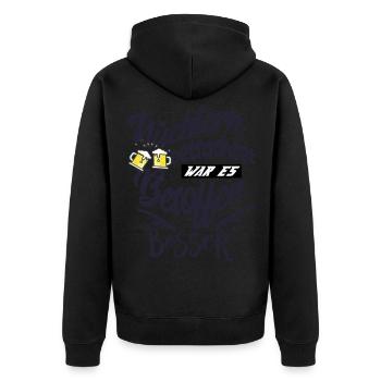 NÜCHTERN betrachtet war es besoffen besser - Unisex Premium Bio Zip Hoodie - Schwarz - Hinten - Nico (187cm)