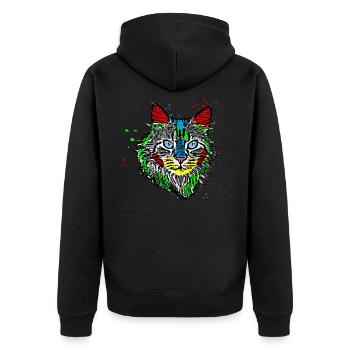 Color Cat | Pop Art | Katze Katzen Kätzchen Kater - Unisex Premium Bio Zip Hoodie - Schwarz - Hinten - Nico (187cm)