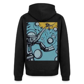 nautic_sun - Unisex Premium Bio Zip Hoodie - Schwarz - Hinten - Nico (187cm)