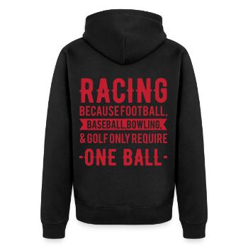 Motorsport Ball - Unisex Premium Bio Zip Hoodie - Schwarz - Hinten - Nico (187cm)