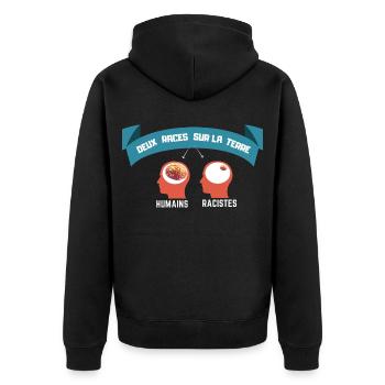 Anti racism 1 - Unisex Premium Organic Zip Hoodie - black - Back - Nico (187cm)