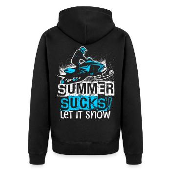 Sommer ist zum Kotzen Schneemobil Winter Geschenk - Unisex Premium Bio Zip Hoodie - Schwarz - Hinten - Nico (187cm)