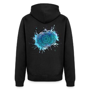 Mandala - Unisex Premium Bio Zip Hoodie - Schwarz - Hinten - Nico (187cm)