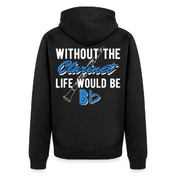 Klarinette - Unisex Premium Bio Zip Hoodie - Schwarz - Hinten - Nico (187cm)