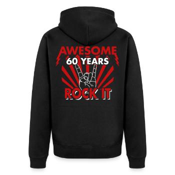 60e anniversaire 60 ans cadeau HEAVY METAL - Veste à capuche bio Premium Unisexe - noir - Dos - Nico (187cm)