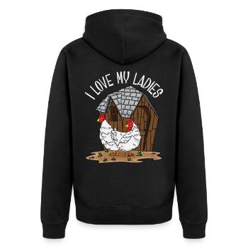 Poulet fermier fermier cadeau fermier - Veste à capuche bio Premium Unisexe - noir - Dos - Nico (187cm)