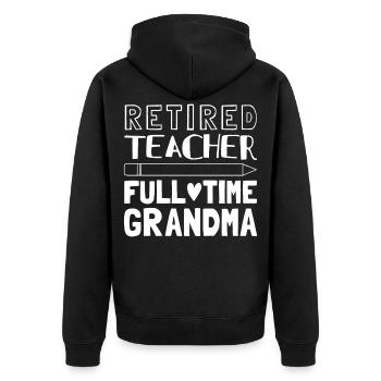Teacher pension pension official grandma gift - Unisex Premium Organic Zip Hoodie - black - Back - Nico (187cm)