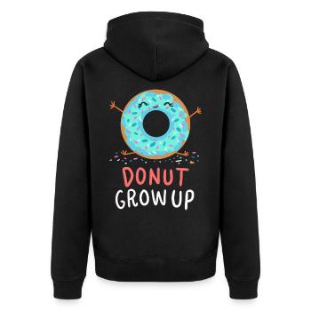 Donut Grow Up Geschenk Kind Tochter Sohn Baby - Unisex Premium Bio Zip Hoodie - Schwarz - Hinten - Nico (187cm)