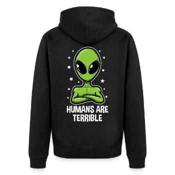 UFO Alien Extraterrestre Alien Tête Cadeau - Veste à capuche bio Premium Unisexe - noir - Dos - Nico (187cm)