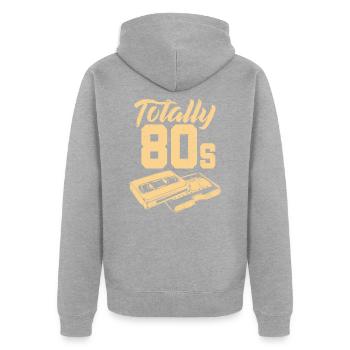 Totally 80s Vitage Retro Total 80er - Unisex Premium Bio Zip Hoodie - Grau meliert - Hinten - Nico (187cm)