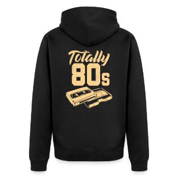 Totally 80s Vitage Retro Total 80s - Unisex Premium Organic Zip Hoodie - black - Back - Nico (187cm)