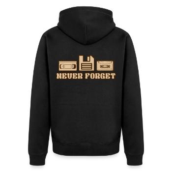Never forget - video cassette diskette cassette - Unisex Premium Organic Zip Hoodie - black - Back - Nico (187cm)