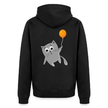 Flying Cat Fliegende - Katze - Unisex Premium Bio Zip Hoodie - Schwarz - Hinten - Nico (187cm)