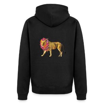 Lion fleur, lion, fleur, chat - Veste à capuche bio Premium Unisexe - noir - Dos - Nico (187cm)