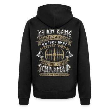 Schildmaid Keine Prinzessin Wikinger Geschenk - Unisex Premium Bio Zip Hoodie - Schwarz - Hinten - Nico (187cm)