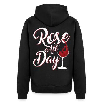 Rose All Day - T-shirt d'amateur de vin Drôle de boisson - Veste à capuche bio Premium Unisexe - noir - Dos - Nico (187cm)