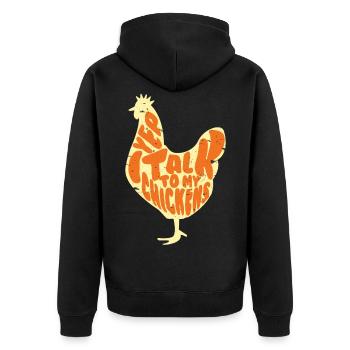 Je parle à mes poules t-shirts Aime les poules à la ferme - Veste à capuche bio Premium Unisexe - noir - Dos - Nico (187cm)