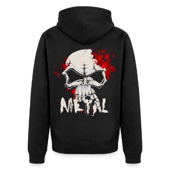 Heavy Metal Skull With Drops Of Blood - Unisex Premium Bio Zip Hoodie - Schwarz - Hinten - Nico (187cm)