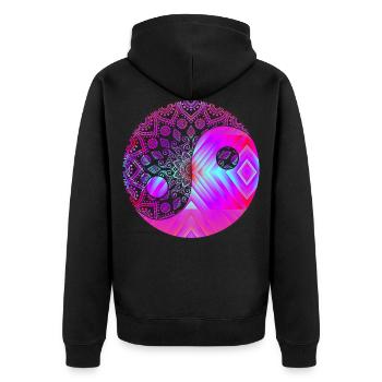 Psytrance Goa Trance Gift Shirt DJ Mesdames - Veste à capuche bio Premium Unisexe - noir - Dos - Nico (187cm)