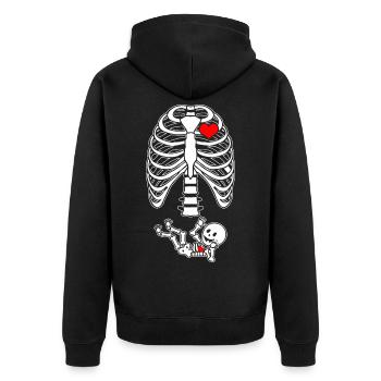 Schwangerschaft Röntgen Rippen Skelett Baby Kind - Unisex Premium Bio Zip Hoodie - Schwarz - Hinten - Nico (187cm)