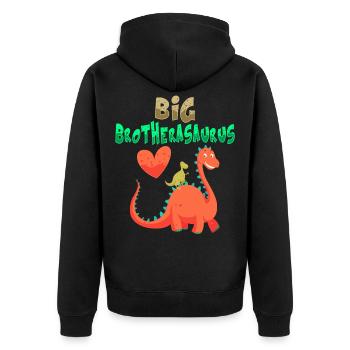 Big Brotherasaurus Dinosaur Big Brother - Unisex Premium Organic Zip Hoodie - black - Back - Nico (187cm)