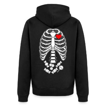 Cadeau de côtes de squelette de bonbons d'Halloween - Veste à capuche bio Premium Unisexe - noir - Dos - Nico (187cm)
