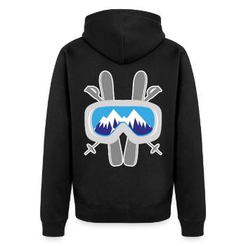 Skibrille Berge Skifahrer Skifahren Ski Geschenk - Unisex Premium Bio Zip Hoodie - Schwarz - Hinten - Nico (187cm)