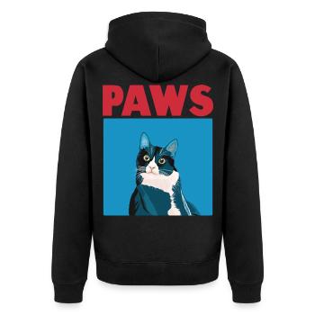 PAWS T-shirt de film drôle de chaton - Veste à capuche bio Premium Unisexe - noir - Dos - Nico (187cm)