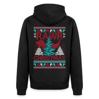 Dinosaure Rex Noël Ugly Christmas Sweater - Veste à capuche bio Premium Unisexe - noir - Dos - Nico (187cm)