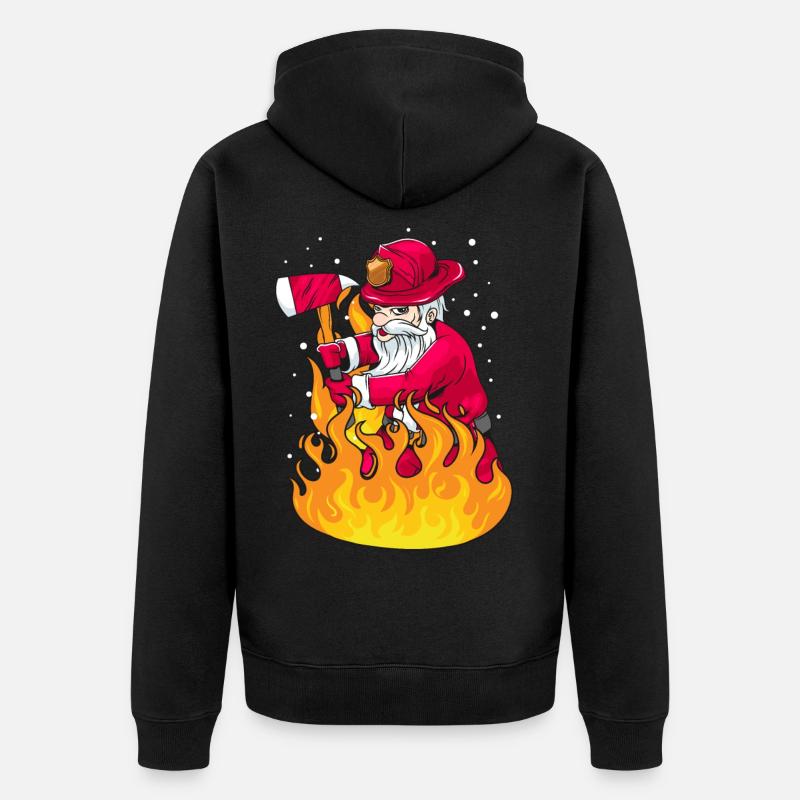 Noël Santa pompier cadeau - Veste à capuche bio Premium Unisexe - noir