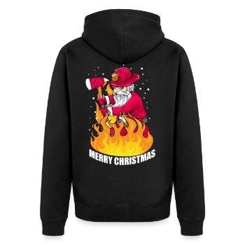 Noël Santa pompier cadeau - Veste à capuche bio Premium Unisexe - noir - Dos - Nico (187cm)