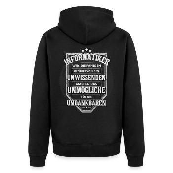 Nerd IT Geek Informatiker Programmierer Geschenk - Unisex Premium Bio Zip Hoodie - Schwarz - Hinten - Nico (187cm)