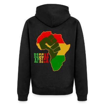 Reggae Africa - Unisex Premium Bio Zip Hoodie - Schwarz - Hinten - Nico (187cm)