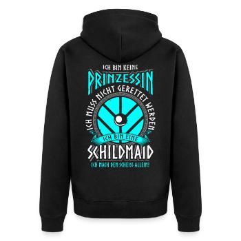 Schildmaid Keine Prinzessin Wikinger Geschenk - Unisex Premium Bio Zip Hoodie - Schwarz - Hinten - Nico (187cm)