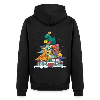 Dinosaurier T-Rex Weihnachten Geschenk - Unisex Premium Bio Zip Hoodie - Schwarz - Hinten - Nico (187cm)