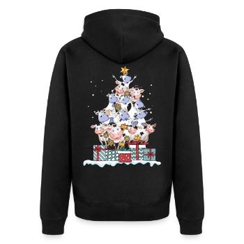 Kuh Kühe Landwirt Bauer Weihnachten Geschenk - Unisex Premium Bio Zip Hoodie - Schwarz - Hinten - Nico (187cm)