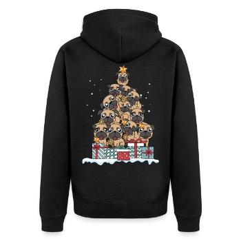 Cadeau de Noël amoureux de chien carlin - Veste à capuche bio Premium Unisexe - noir - Dos - Nico (187cm)