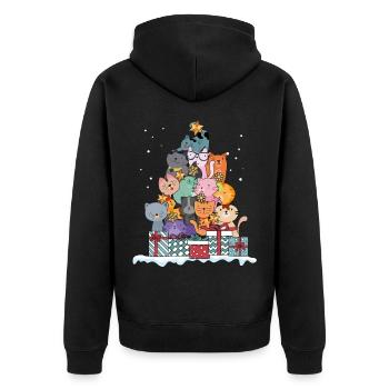 Katze Kätzchen Maine Coon Weihnachten Geschenk - Unisex Premium Bio Zip Hoodie - Schwarz - Hinten - Nico (187cm)
