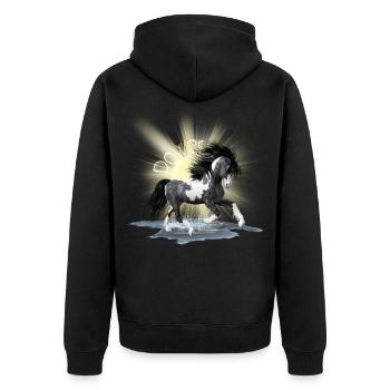 Rayon de soleil motif cheval - Veste à capuche bio Premium Unisexe - noir - Dos - Nico (187cm)