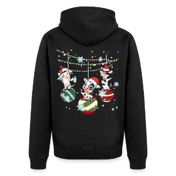 Kuh Kühe Landwirt Bauer Weihnachten Geschenk - Unisex Premium Bio Zip Hoodie - Schwarz - Hinten - Nico (187cm)