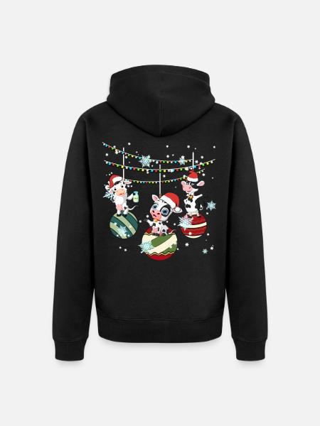 Kuh Kühe Landwirt Bauer Weihnachten Geschenk - Unisex Premium Bio Zip Hoodie - Schwarz