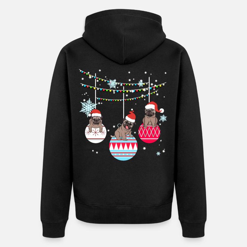 Mops Hund Hundehalter Weihnachten Geschenk - Unisex Premium Bio Zip Hoodie - Schwarz