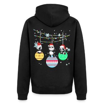 Panda Pandabär Tier Weihnachten Geschenk - Unisex Premium Bio Zip Hoodie - Schwarz - Hinten - Nico (187cm)