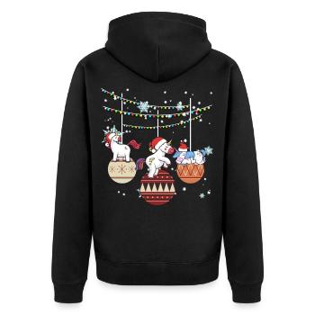 Unicorn Unicorns Santa Christmas Gift - Unisex Premium Organic Zip Hoodie - black - Back - Nico (187cm)