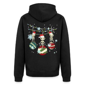 Skelett Skelette Schädel Weihnachten Geschenk - Unisex Premium Bio Zip Hoodie - Schwarz - Hinten - Nico (187cm)