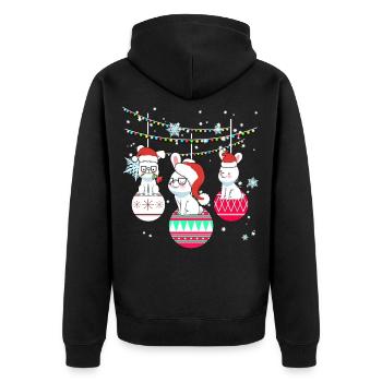 Rabbit rabbit bunnies Christmas gift - Unisex Premium Organic Zip Hoodie - black - Back - Nico (187cm)